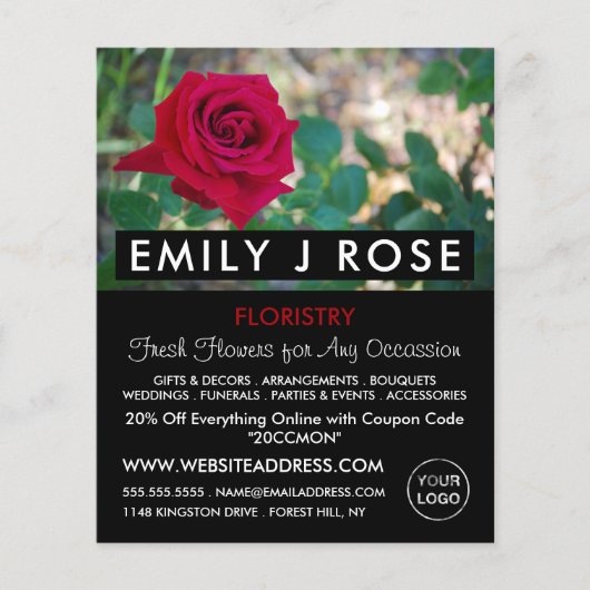 Red Crimson Rose, Floristry Advertising Flyer (Vorne)