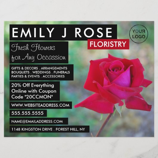 Red Crimson Rose, Floristry Advertising Flyer (Vorne)