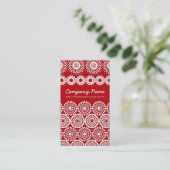 Red Crochet Lace Blume Business Card Visitenkarte (Stehend Vorderseite)