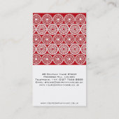 Red Crochet Lace Blume Business Card Visitenkarte (Rückseite)
