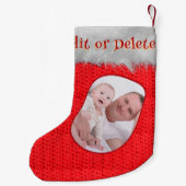 Red Crochet Print Classic Frohe Weihnachts-Foto Kleiner Weihnachtsstrumpf (Rückseite)