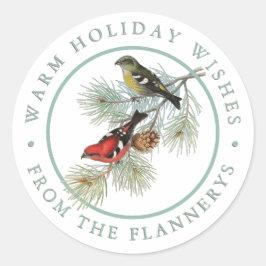 Red Crossbill Bird Pine Holiday Personalisiert Runder Aufkleber