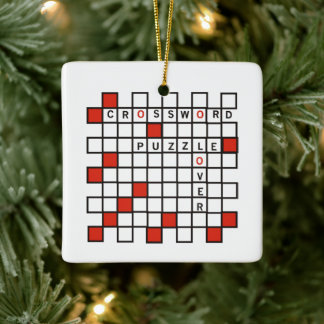 Red Crossword Puzzle Lover Keramikornament