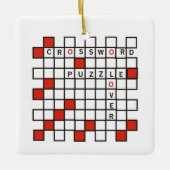 Red Crossword Puzzle Lover Keramikornament (Vorderseite)