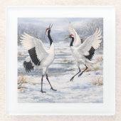 Red-crowned Cranes in Winter Glasuntersetzer (Vorderseite)