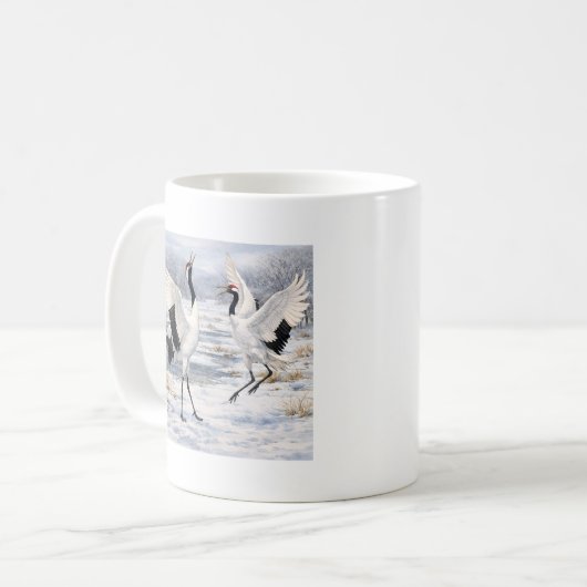 Red-crowned Cranes in Winter Kaffeetasse (Vorderseite Links)