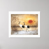Red crowned cranes, watercolor artwork, leinwanddruck (Vorderseite)