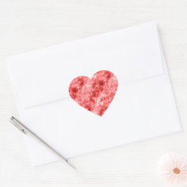 Red Crumpled Textur Herz-Aufkleber