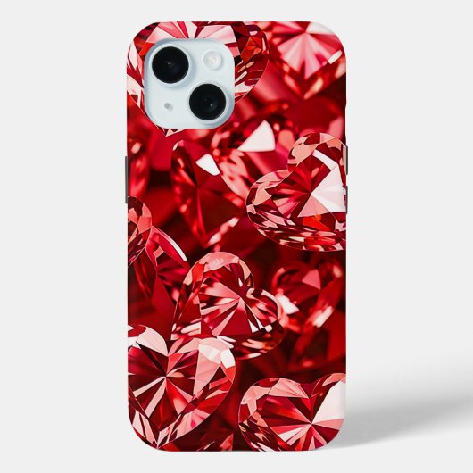 Red Crystal Diamond Hearts Case-Mate iPhone Hülle (Rückseite)