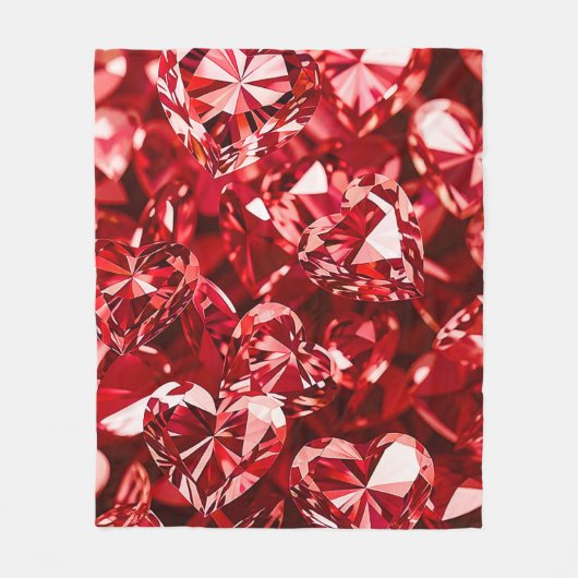 Red Crystal Diamond Hearts Fleecedecke (Vorderseite)
