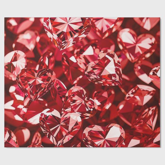Red Crystal Diamond Hearts Geschenkpapier (Flach)