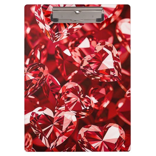 Red Crystal Diamond Hearts Klemmbrett (Vorderseite)