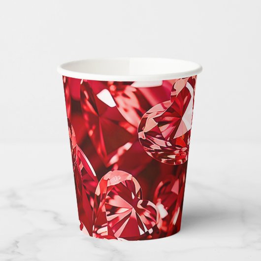 Red Crystal Diamond Hearts Pappbecher (Links)