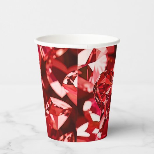 Red Crystal Diamond Hearts Pappbecher (Rechts)