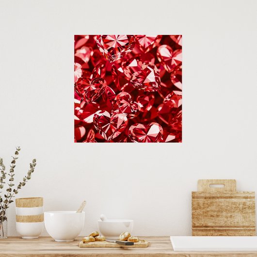 Red Crystal Diamond Hearts Poster (Küche)