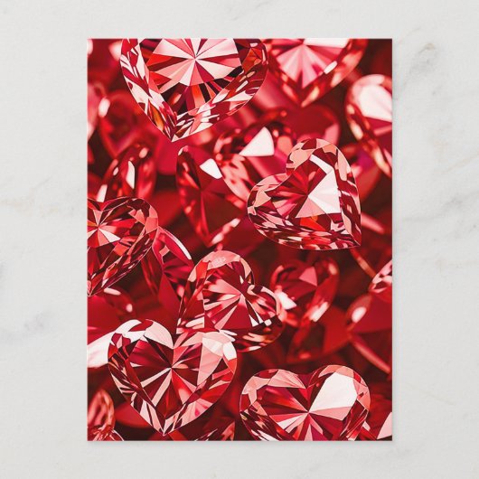 Red Crystal Diamond Hearts Postkarte (Vorderseite)