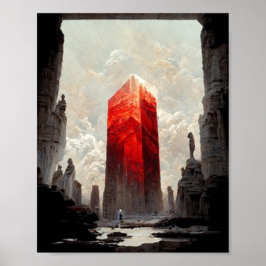 Red Crystal Fantasy Science Fiction Art Poster (Vorne)