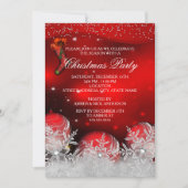 Red Crystal Snowflake Weihnachts-Party Einladung (Vorderseite)