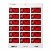 Red Crystal Snowflake Weihnachtsadressen Labels Adressaufkleber (Vorne)