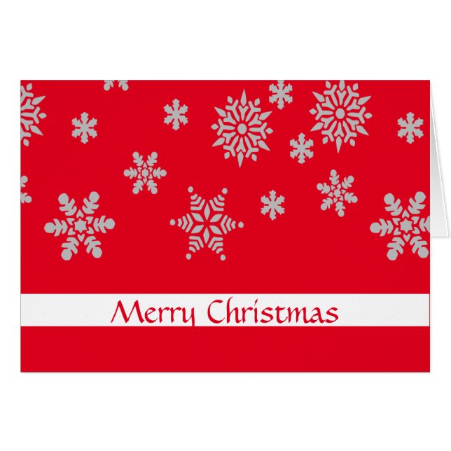 Red Crystal Snowflake Weißes Abzeichen Frohe Weihn (Vorderseite (Horizontal))