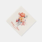 Red Cubes&Flowers: Personalized Wedding Napkins Serviette (Ecke)
