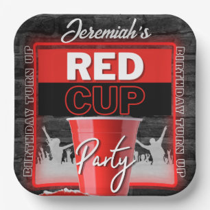 Red Cup Club Flyer Style Grunge Geburtstag Pappteller