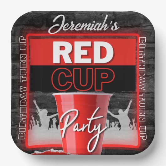 Red Cup Club | Flyer Style Grunge Geburtstag Pappteller (Vorderseite)