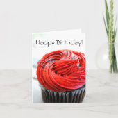 Red Cupcake Fotografie Happy Birthday Card Karte (Vorderseite)