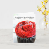 Red Cupcake Fotografie Happy Birthday Card Karte (Gelbe Blume)