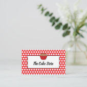 Red Cupcake & Polka Dot, Cake Maker, Cake Store Visitenkarte (Stehend Vorderseite)