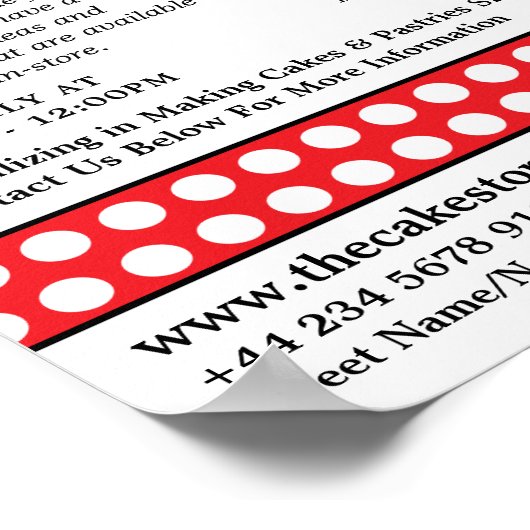 Red Cupcake & Polka Dot, Cake Store Werbung Poster (Ecke)