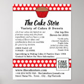 Red Cupcake & Polka Dot, Cake Store Werbung Poster (Vorne)