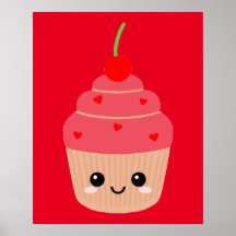 Red Cupcake Print, Dessert Thema