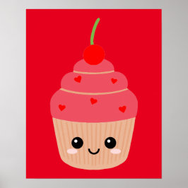 Red Cupcake Print, Dessert Thema Poster