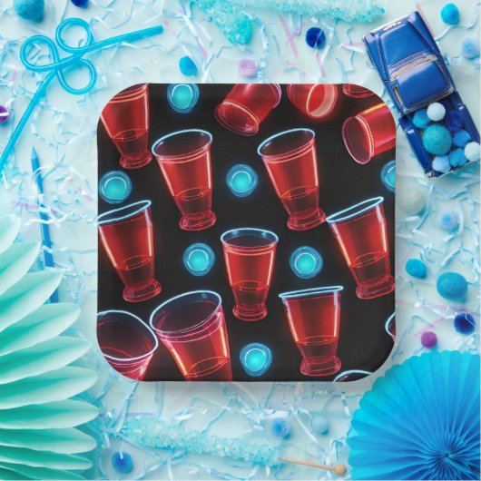 Red Cups Beer Bash Square Pappteller (Party)