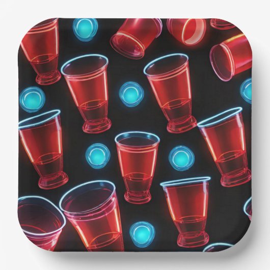 Red Cups Beer Bash Square Pappteller (Vorderseite)