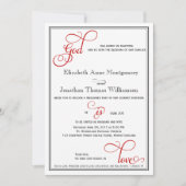 Red Curly Script God is Liebe Christlich Wedding Einladung (Vorderseite)