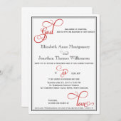 Red Curly Script God is Liebe Christlich Wedding Einladung (Vorne/Hinten)