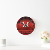 Red Curtain Theater Monogram Initial Wall Clock Runde Wanduhr (Zuhause)