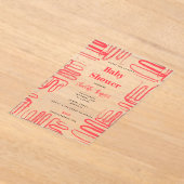 Red Curve Wavy Squiggle Abstract Baby Shower Acryleinladungen (Ablage )