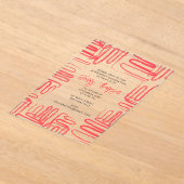 Red Curve Wavy Squiggle Abstract Birthday Party Acryleinladungen (Ablage )