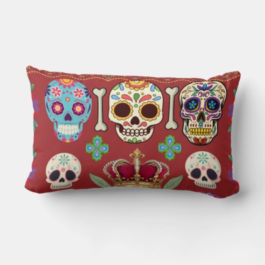 Red Cushion - Gothic - skull and bones Lendenkissen (Rückseite)