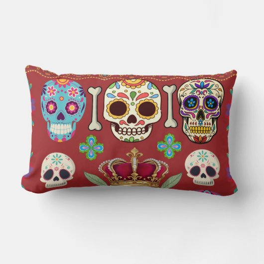 Red Cushion - Gothic - skull and bones Lendenkissen (Vorderseite)