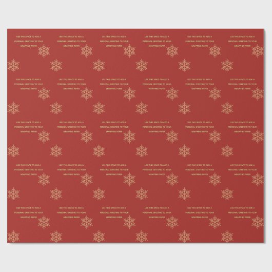 Red Custom Add Message Snowflake Wrapper Geschenkpapier (Flach)