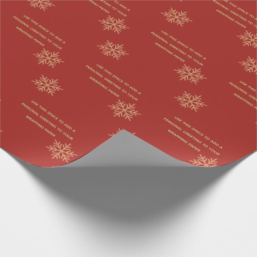 Red Custom Add Message Snowflake Wrapper Geschenkpapier (Ecke)