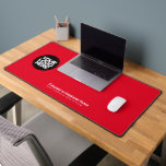 Red | Custom Business Logo Name, Slogan Schreibtischunterlage<br><div class="desc">Create your own company workspace branded decoration with our ergonomic Red Business Company Logo Desk Mat. This stylish, modern and professional desk mat allows you to personalize your boss, coworker or employee office in a unique way. Add corporate logo, name, profession, website, slogan, social media or any personalized text. A...</div>