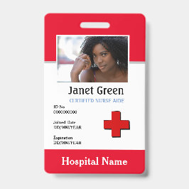 Red Custom Employee Nurse Doctor Logo ID Foto Ausweis