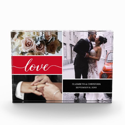 Red Custom Foto Collage Wedding Liebe (Vorderseite)