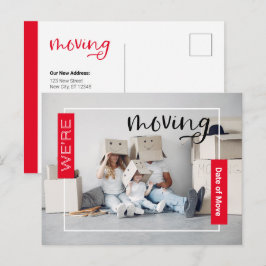 Red Custom Foto Moving Announcement Card Postkarte