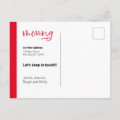 Red Custom Foto Moving Announcement Card Postkarte (Rückseite)